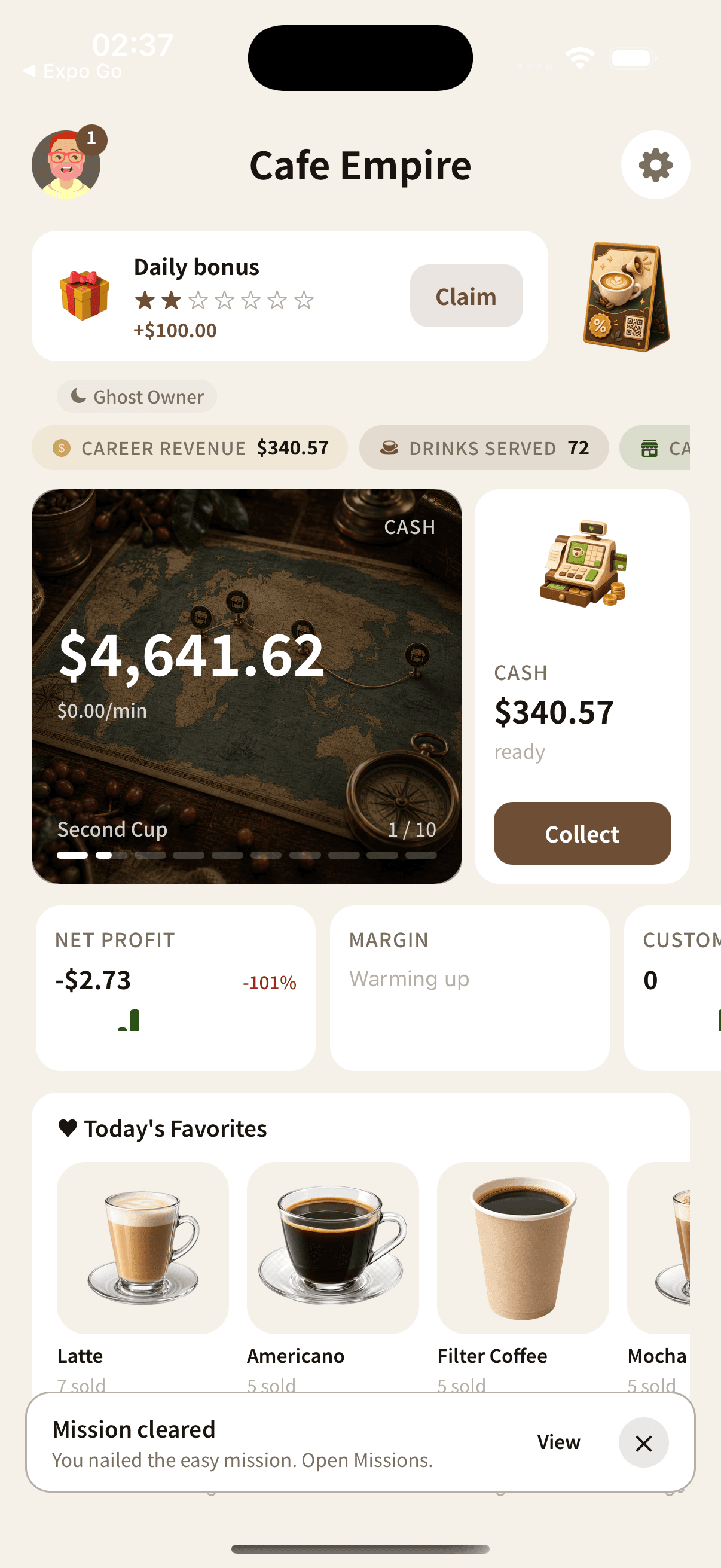 Slow Coffee Tycoon screen 1