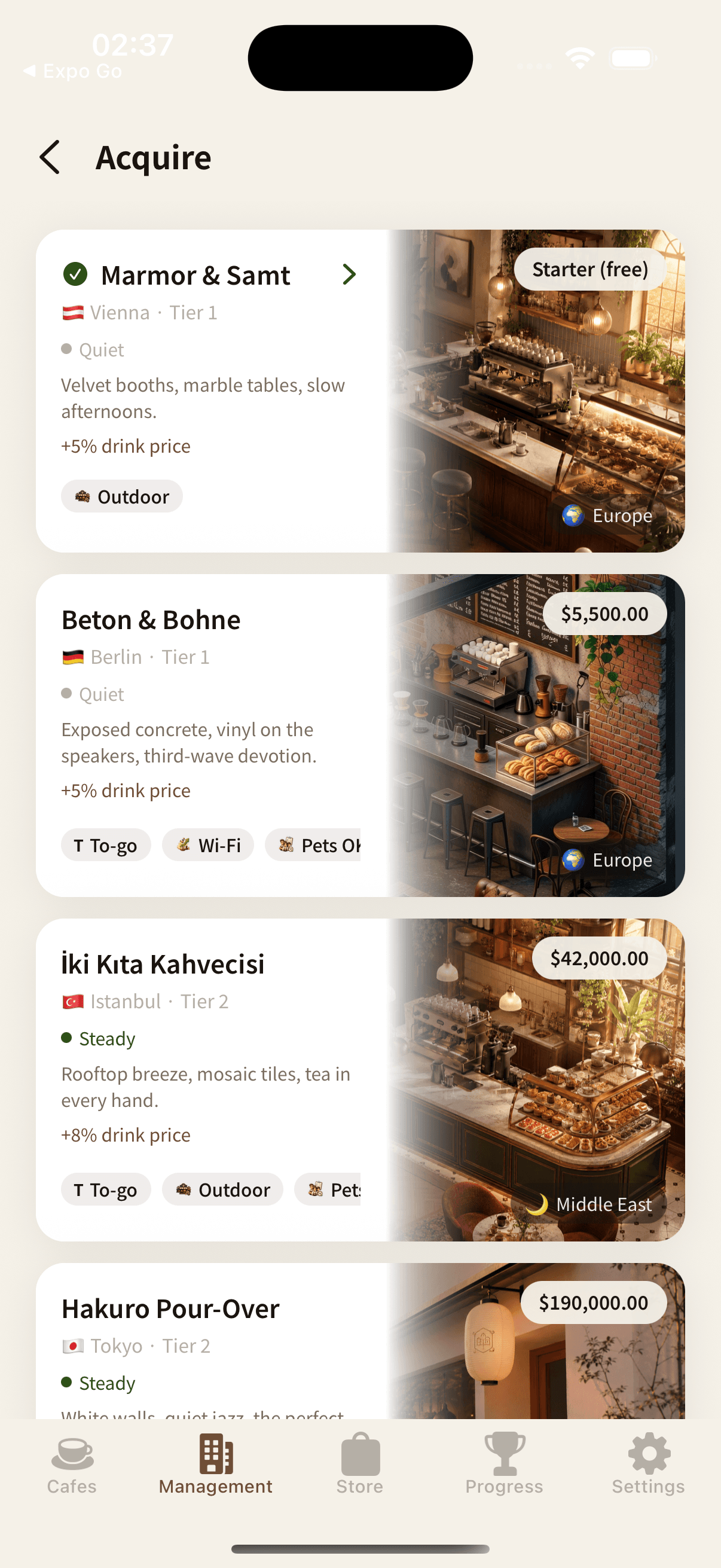 Slow Coffee Tycoon screen 2